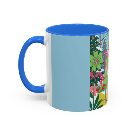 ☕🎄 Christmas Tea In The Snow Garden Colorful Mug – Art Deco Holiday Friendship