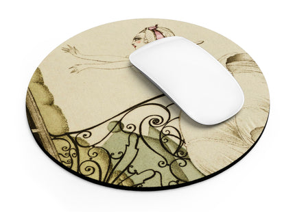 Sur talons rouges (On Red Heels) pl 02 by Gerda Wegener Mouse Pad, Round and Rectangle