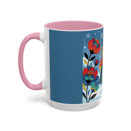 ❤️❄️ The Winter Heart Messenger Colorful Mug – Art Deco Snow Garden Fantasy