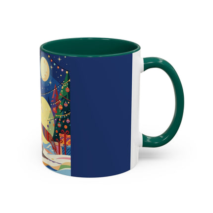 🌙🎿 The Moonlit Christmas Skier Colorful Mug – Whimsical Holiday Fantasy