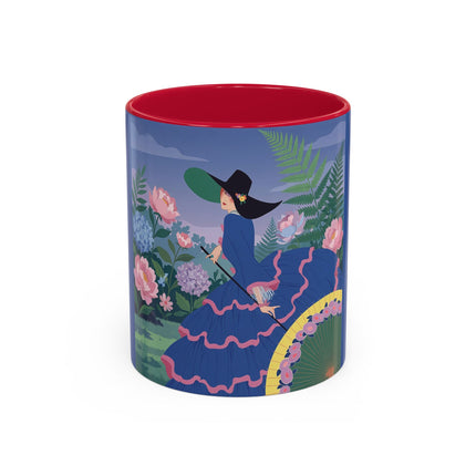 The Lady Of The Garden Stroll Colorful Mugs – Art Deco Botanical Elegance