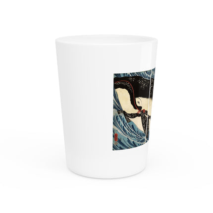 Miyamoto no Musashi Attacking the Giant Whale by Utagawa Kuniyoshi Ceramic Shot Glass