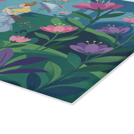🌸🐇 The Lady Of The Secret Flower Wood Glass Cutting Board – Art Deco Enchanted Garden Fantasy