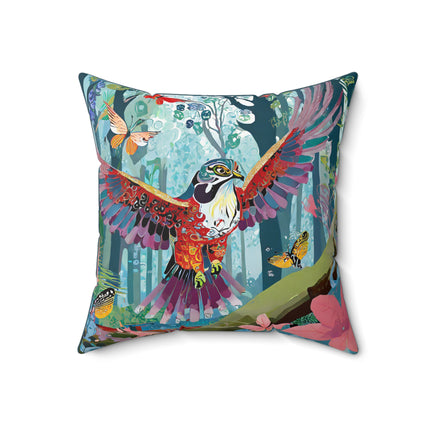 A Colorful Raptor Spun Polyester Square Pillow