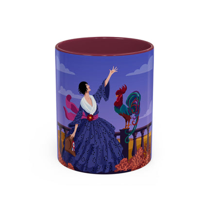 The Dawn Serenade Colorful Mug (11oz, 15oz) – Rooster Beauty, Morning Charm & Art Deco Elegance