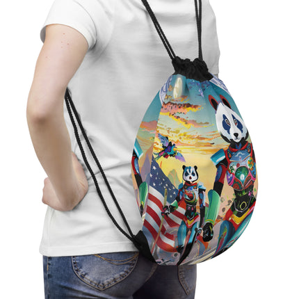Cyber Punk Robots Drawstring Bag