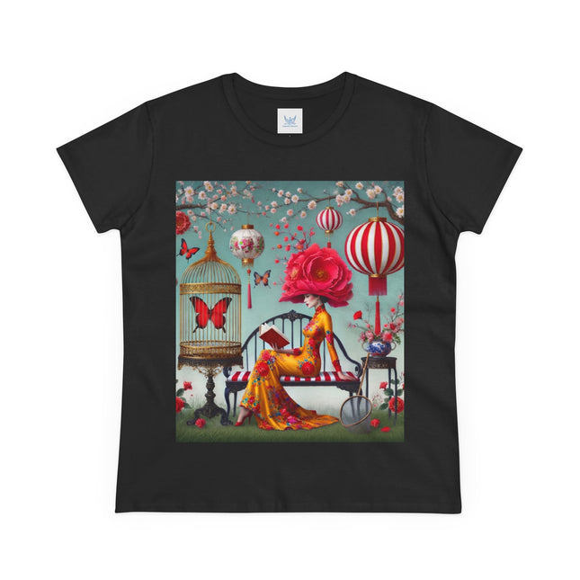 Reading In A Painted Garden Cotton Tee