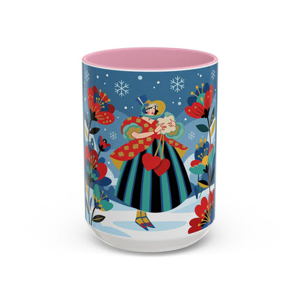 ❤️❄️ The Winter Heart Messenger Colorful Mug – Art Deco Snow Garden Fantasy