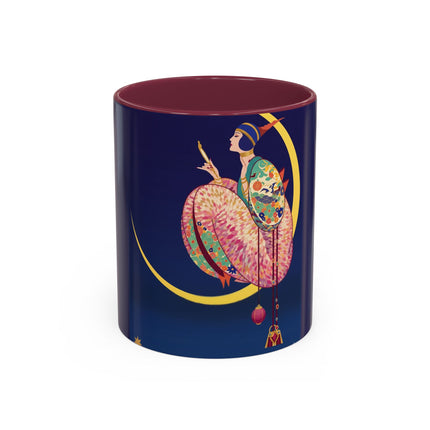 Moonlit Reflections Colorful Mug (11oz, 15oz) – Celestial Elegance, Art Deco Beauty & Dreamy Style