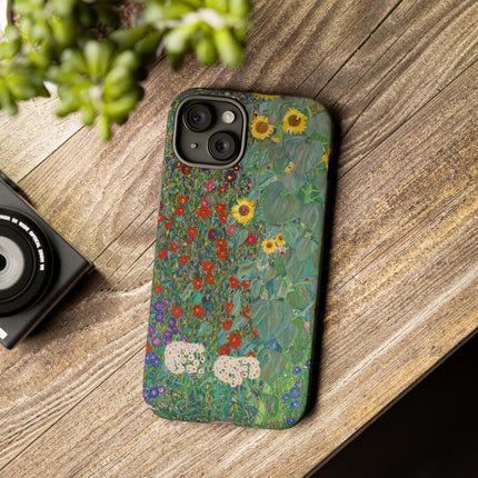 Farm Garden with Sunflowers by Gustav Klimt Phone Cases