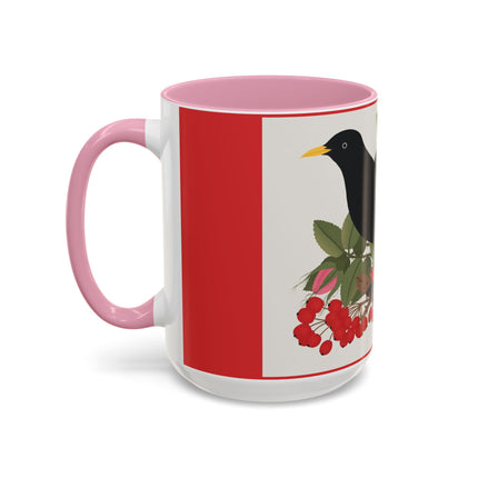 Blackbird & Rose Colorful Mugs – Timeless Elegance & Nature's Harmony