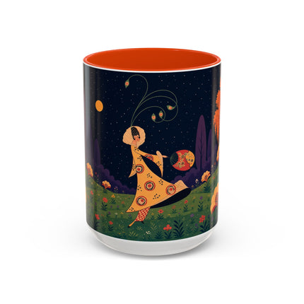 🌙🌼 The Moonlit Floral Dancer Colorful Mug – Art Deco Garden Fantasy