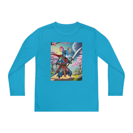 Cyber Samurai Rat Youth Long Sleeve Competitor Tee – Neon Warriors & Futuristic Adventure