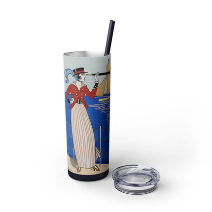 Costume de Yacht by George Barbier Skinny Tumbler with Straw, 20oz