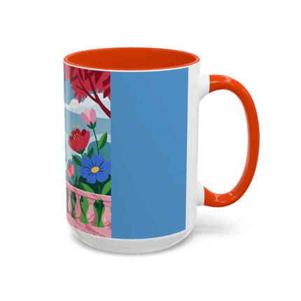The Lady Of The Blossoming Terrace Colorful Mugs – Art Deco Floral Garden Elegance