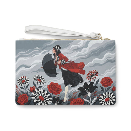 🌹☂️ The Lady In The Storm Clutch Bag – Art Deco Fashion Drama