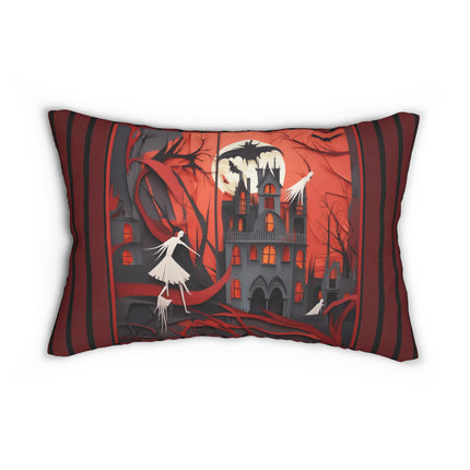 Halloween Night Scene Spun Polyester Lumbar Pillow
