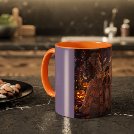 🎃🌙 The Midnight Court Of Pumpkin Grove Colorful Mug – Elegant Halloween Masquerade