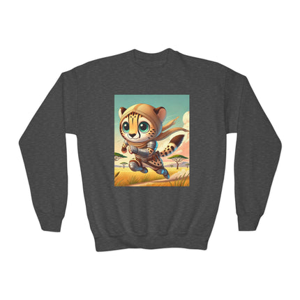 Swift Cheetah Youth Crewneck Sweatshirt – Speed, Energy & Adventure