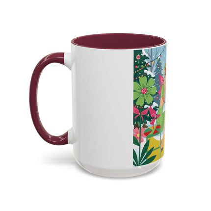 ☕🎄 Christmas Tea In The Snow Garden Colorful Mug – Art Deco Holiday Friendship