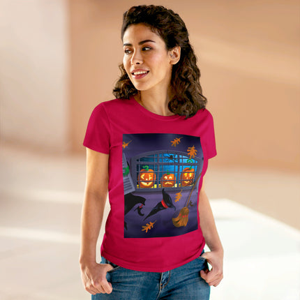 Whimsical Halloween Mischief Women's Midweight Cotton Tee