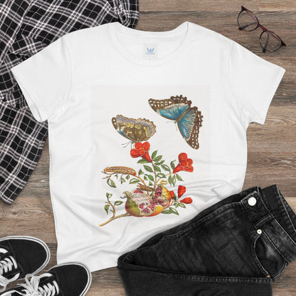 Blue Butterflies and Pomegranate Cotton Tee