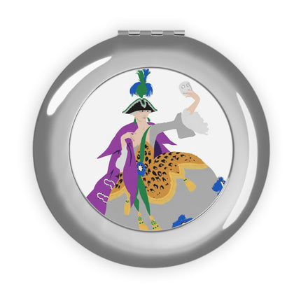 Masquerade Marquise Compact Mirror – Art Deco Glamour & Carnival Mystique