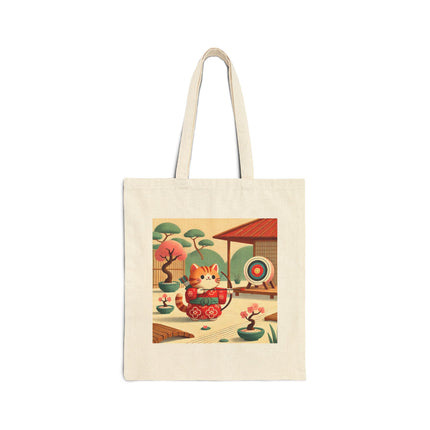 Archer Kitten in the Zen Garden Cotton Canvas Tote Bag