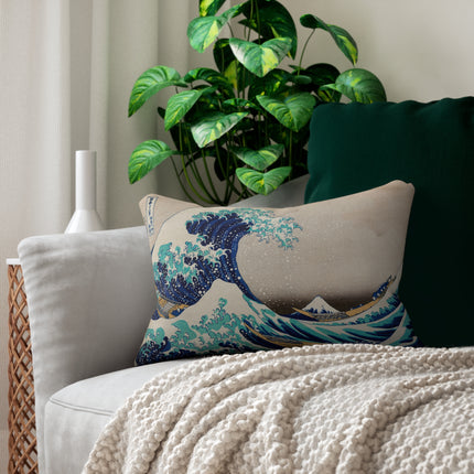 The Great Wave off Kanagawa by Katsushika Hokusai Spun Polyester Lumbar Pillow