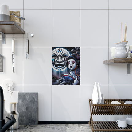 Geisha’s Black Ink Tears Ceramic Tile