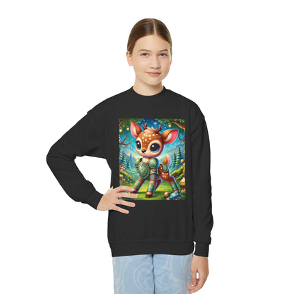 Fawn Defender Youth Crewneck Sweatshirt – Woodland Courage & Gentle Strength
