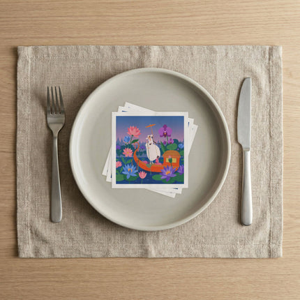 🪷🛶 The Lady Of The Lotus Lake Napkins – Art Deco Garden Voyage