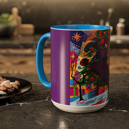 🎄✨ Christmas Among The Twinkling Trees Colorful Mug – Art Deco Holiday Fantasy