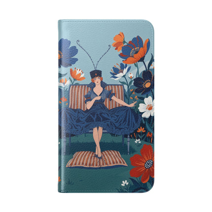 🌺🎩 The Lady Of The Grand Flower Garden Flip Case – Art Deco Floral Fantasy