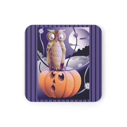 The Startled Pumpkin Cork Back Coaster