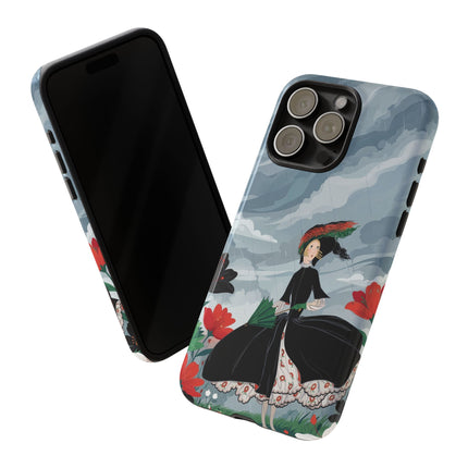 🌧️🌺 The Stormy Flower Walk Phone Case – Art Deco Floral Fashion