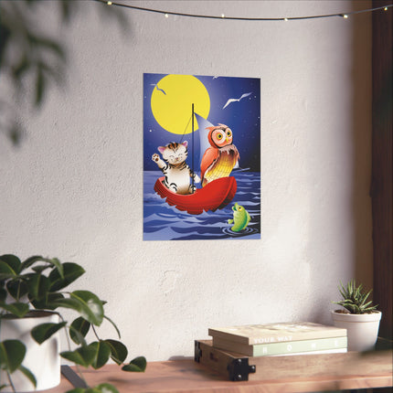 Embarking on a Moonlit Journey Premium Matte Vertical Posters