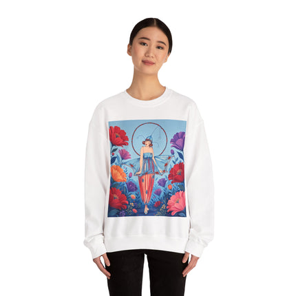 🎪🌺 The Flower Garden Harlequin Crewneck Sweatshirt – Art Deco Fashion Whimsy