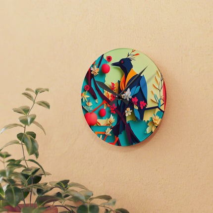 Curious Crow Acrylic Wall Clock, Round and Square