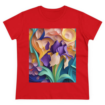 The Elegant Iris Flower Women's Midweight Cotton Tee