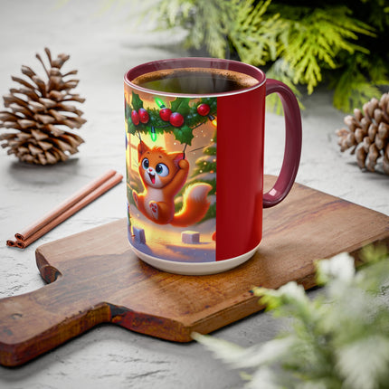 Naughty or Nice Kitten Christmas Colorful Mugs (11oz, 15oz)