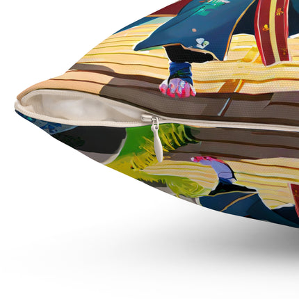 Cyber Samurai Rat Spun Polyester Square Pillow