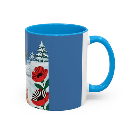 🎿🎄 The Christmas Holly Skier Colorful Mug – Whimsical Holiday Fantasy