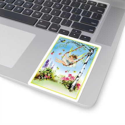 Spring Fairy's Floral Swing Kiss-Cut Stickers (4 Sizes)