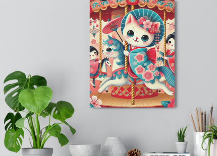 Geisha Kitten's Enchanted Carousel Giclée Art Print