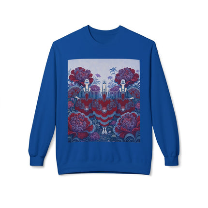 🎭🌺 The Enchanted Garden Masquerade Trio Midweight Crewneck Sweatshirt – Art Deco Floral Elegance