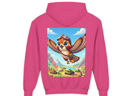 Red-Tailed Hawk in Battle Youth Heavy Blend Hooded Sweatshirt