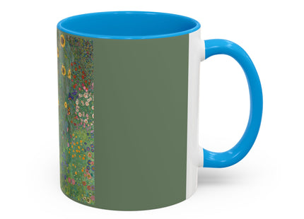Farm Garden with Sunflowers by Gustav Klimt Colorful Mugs (11oz, 15oz)