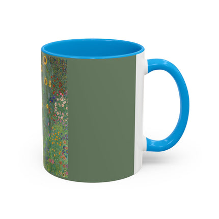 Farm Garden with Sunflowers by Gustav Klimt Colorful Mugs (11oz, 15oz)