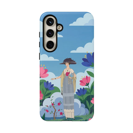🌸🎩 The Lady Of The Grand Flower Garden Phone Case – Art Deco Fashion Illustration